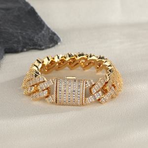 OUGEPHELI 18mm Hip Hop Iced Out CZ Zircon Collar De Cadena Cubana Eslabones Cubano Collar Miami Cuban Link Chain - Product Image 2