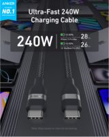Câble USB C vers USB C Anker A8060 240W, 3ft/6ft, Cordon de charge rapide PD 3.1 bio-tressé pour iPhone 16 15 Series