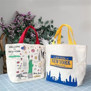 4 Bolsas De Lona Con Diseño De Ciudades | Nueva York, Chicago, Seattle, Etc., Tamaño 38x34 Cm, Regalo Recuerdo