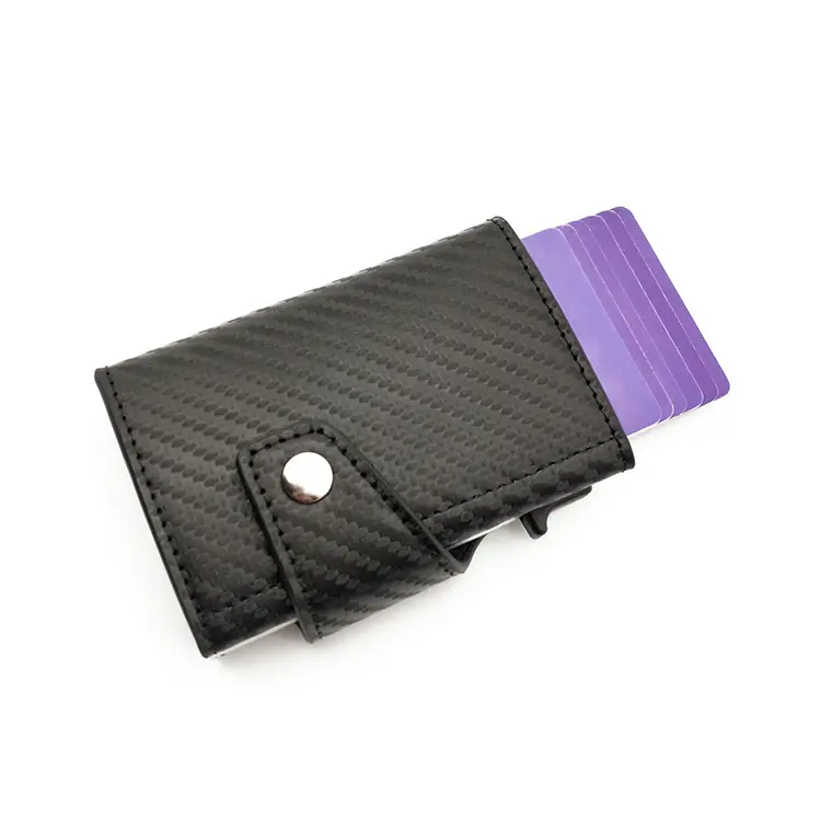 Best sellers Credit Card Holder RFID Blocking minimalist Wallet PU Leather Vintage Aluminum rfid business card holder