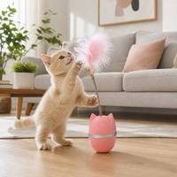 Jouets à bascule pour chat en plastique, fournitures pour animaux de compagnie en gros, jouets pour chatons à plumes de dessin animé, jouets anti-stress et de stimulation pour chats