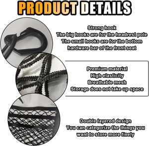 Sac de rangement universel pour voiture à 3 couches en maille, poche extensible pour dossier de siège auto, SUV - Product Image 4