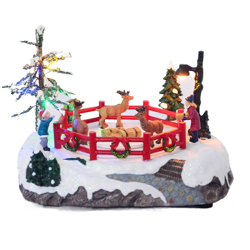 Descuento Popular decoración de mesa de oficina de estilo Artificial paseo animado un ciervo artesanía de resina de Navidad decoración del hogar mesa de pecho