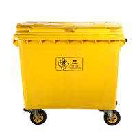 Poubelle mobile en plastique pour hôpital de 660 L |   Chariot à déchets biohazard écologique à 2 roues certifié CE