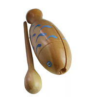 Premium Orff Instrument Wood Block, Wooden Percussion Fish-Shaped Wood Clapper, Kindergarten Early Education Use
