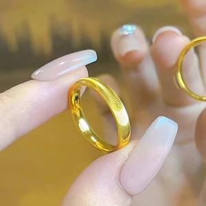 Vendita calda anelli d'oro semplici cerchi per uomini e donne simulavano ghiaccio rotto di sabbia vietnamita-per feste e coppie - Product Image 1