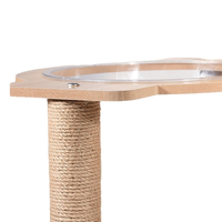 Arbre à chat moderne en bois, multi-niveaux, avec maisonnette pour chaton, tour à gratter en sisal en forme de tête de chat mignonne, meuble pour animaux de compagnie sûr et écologique