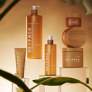 Rỗng hổ phách 8oz 500ml Nhựa dầu gội bơm chai kem Jar cho mỹ phẩm bao bì Set - Product Image 4