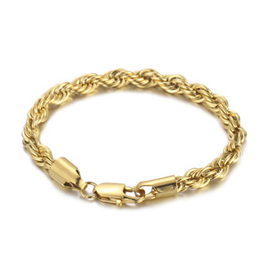 Wasserdichte 18 Karat Gold Twisted Rope Chain Armbänder für Männer Frauen Edelstahl/8mm Breite Rope Chain Bracelet Großhandel - Product Image 4