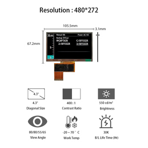 AUO 4.3" 480x272 RGB LCD Panel A043FTN03.0 Satellite Compass Display 4.3 Inch LCD Modules