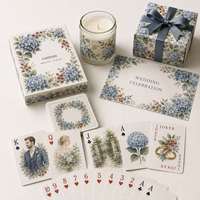 Cartes à jouer personnalisées en aquarelle pour mariage, portrait de couple, jeu de poker, boîte à rabat florale de jardin, cadeau souvenir