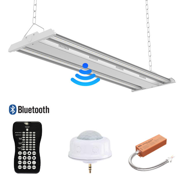 US in Stock Warehouse Commercial Industrial Lighting Dimmable CCT Power Smart Linear Led High Bay Light with Emergency Battery