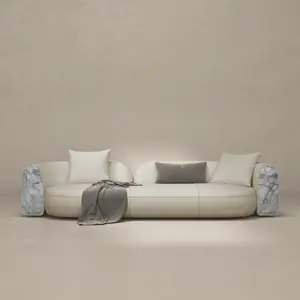 Unico e costoso arredo divano americano arredo con braccio in pietra travertino villa da soggiorno mobili in pelle divano divano set