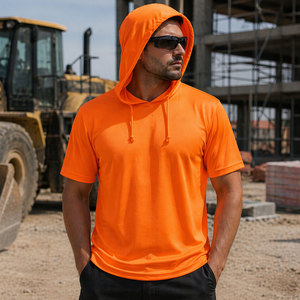 Camisas de Trabajo de <span class=keywords><strong>Manga</strong></span> Larga para Hombre, Color Naranja de Alta Visibilidad, Reflectantes, Dri-Fit, con Capucha - Product Image 5