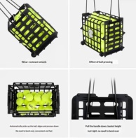 Chariot à balles de tennis pliable et portable sur roues pour entraîneur