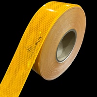 Rollo de Cinta Reflectante Grado Diamante Micro Prismática para Camión, Adhesivo Reflector de Seguridad Amarillo para Advertencia y Accesorios de Auto