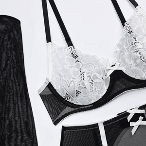 Girlspower di alta qualità Set di Lingerie erotica Sexy <span class=keywords><strong>reggiseno</strong></span> slip decorazione di pizzo cameriera biancheria intima calze di ruolo <span class=keywords><strong>Costume</strong></span> da donna - Product Image 6
