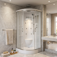 Cabine de douche intelligente à cadre minimaliste avec receveur antidérapant pour salle de bain familiale