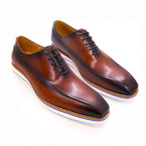Chaussures Oxford en cuir véritable pour homme, fabriquées à la main, haut de gamme, bout carré, style décontracté, pour usage quotidien, affaires, fêtes et occasions spéciales - Product Image 3