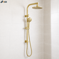 Système de douche mural moderne en laiton à faible teneur en plomb avec double pommeau de pluie, finition plaquée, haute pression et économie d'eau