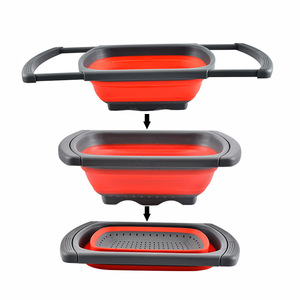 Accessoires de cuisine poignée extensible en plastique légumes fruits panier pliable <span class=keywords><strong>passoire</strong></span> en <span class=keywords><strong>silicone</strong></span> <span class=keywords><strong>passoire</strong></span> pliable - Product Image 3