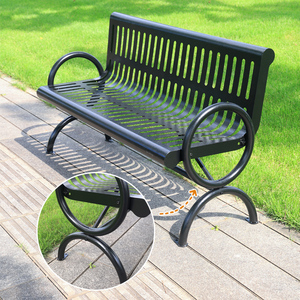 Black High Quality Modern Patio With Backrest Public <strong>Bench</strong> Chair Street Outdoor Commercial for <strong>Sale</strong> <strong>Garden</strong> Metal Park <strong>Bench</strong> - Product Image 4