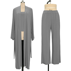 Set <span class=keywords><strong>Pigiama</strong></span> da Donna in Viscosa di Bambù, Vestaglia, Canotta e Pantaloni, Abbigliamento da Notte in 3 Pezzi - Product Image 3