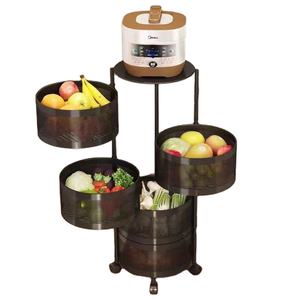 Étagère de rangement de cuisine mobile multicouche à 3/4/5 couches, support rotatif pour légumes, chariot roulant avec roues - Product Image 1