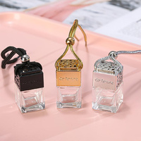 Offre Spéciale – Flacon diffuseur de parfum carré de 8 ml, rechargeable, vide, en verre, avec corde de suspension et bouchon couronne scellé pour voiture