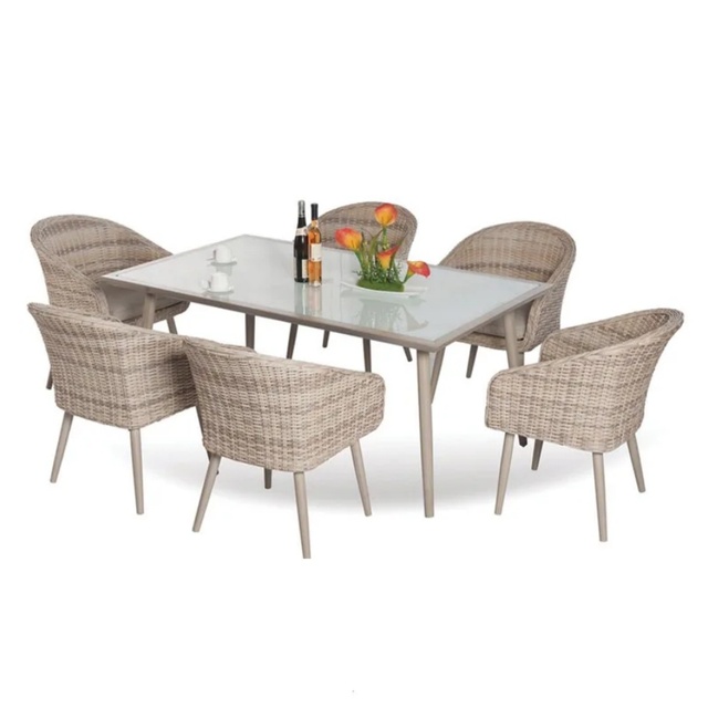 Outdoor Patio Rattan Table and Armrest Chair Wicker Dining Set Garden Patio Furniture Set Cover Outdoor Dining Set