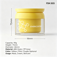 Pot à crème double couche personnalisé en usine, extérieur ABS, intérieur PP, léger, entièrement en plastique, vide, pour emballage cosmétique et soins de la peau