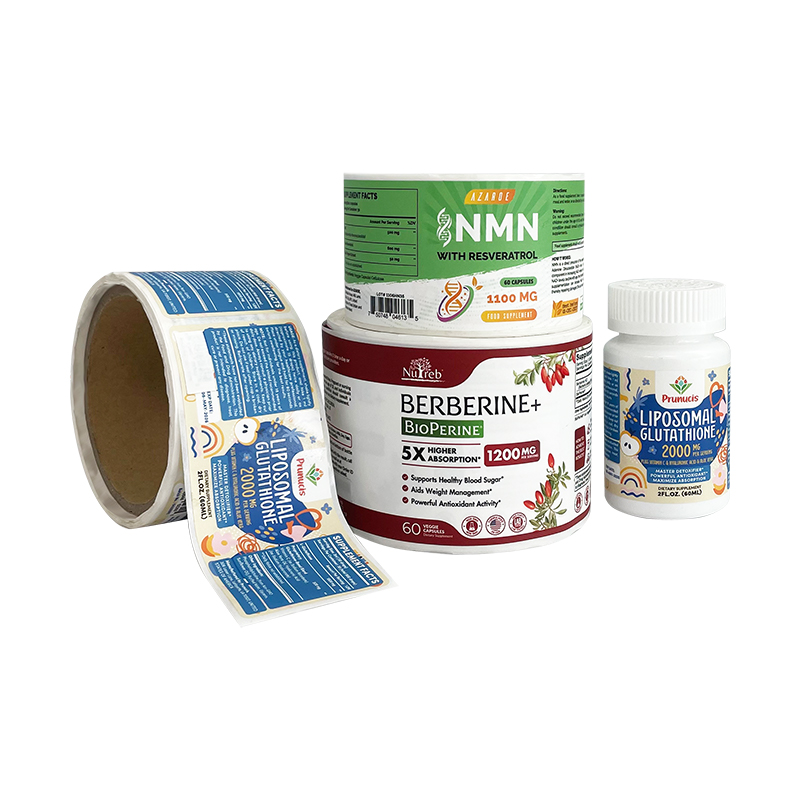 Customized vinyl self-adhesive labels health supplements stickers with logo medicine packaging