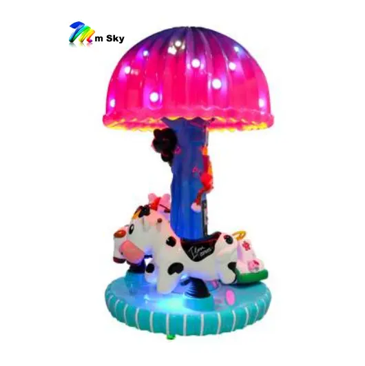 Indoor Carousel Merry-Go-Round Kids Touch Voice-Activated Amusement Game Coin-Operated Fiberglass Kiddie Rides Shopping Malls