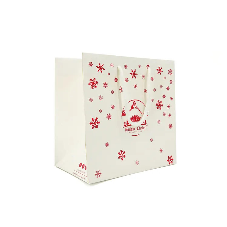 Tas belanja cetak Polka Dot logo kustom mewah dengan logo kertas hadiah putih