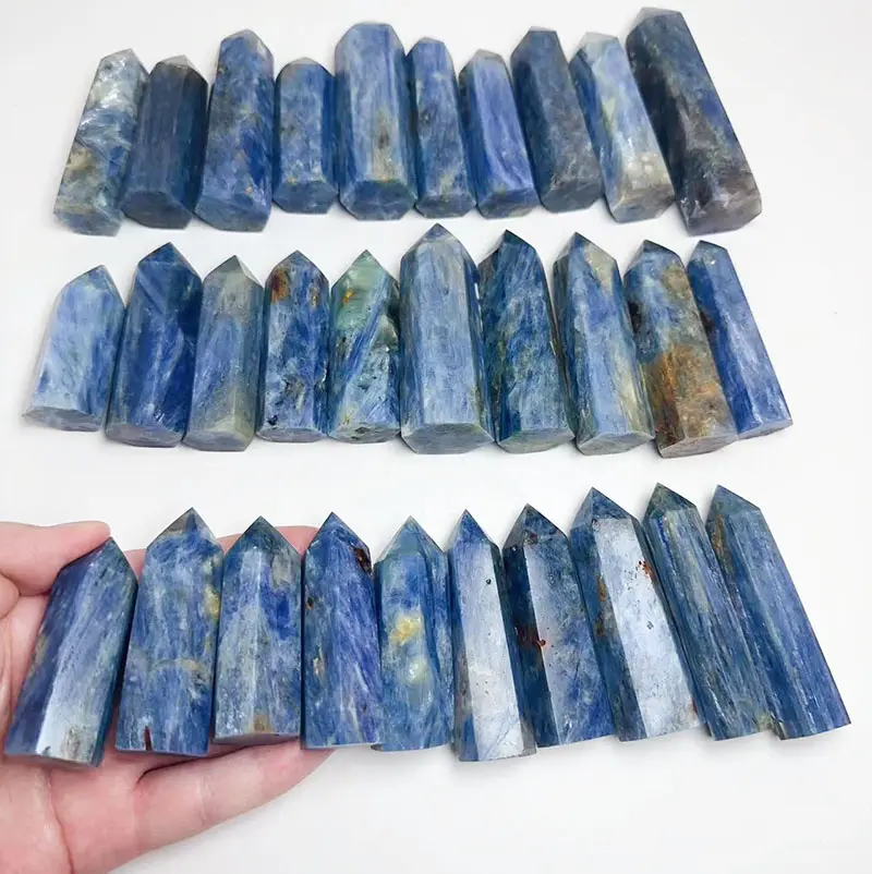 Natural Rough Gemstone Carving Blue Kyanite Wand Mineral Crystal Kyanite with quartz Towers