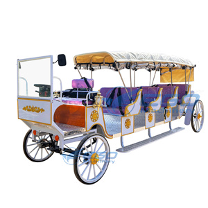 Carrosse de tourisme électrique royal historique de luxe à quatre rangées de sièges violets, type Victoria, à chevaux - Product Image 1