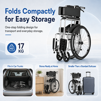 Fauteuil roulant manuel pliable pour personnes âgées avec cadre en acier carbone, coussin de siège amovible, roues pneumatiques de 24 pouces et frein à main pour personnes handicapées