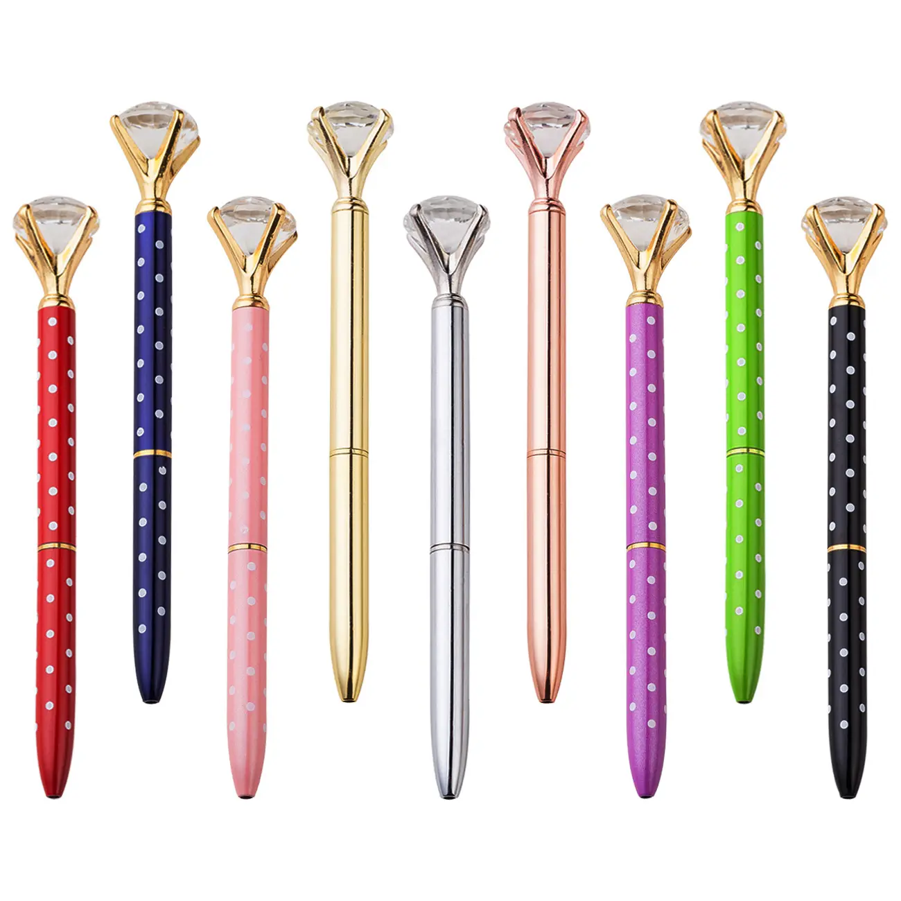 La fábrica vende directamente bolígrafos rotativos de metal cristal diamante regalos promocionales bolígrafos de metal multicolores de moda