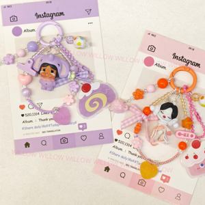 Nouveau mini porte-clés Cry Baby en acrylique pour sacs à main féminins, accessoires Skullpanda en cuir, vente en gros - Product Image 5