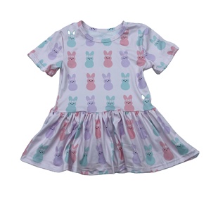 Qingli OEM Tariffs Free Cute Ruffle Bottom Girls <strong>T</strong>-<strong>Shirts</strong> Custom Design <strong>Easter</strong> Short Sleeve Kids <strong>T</strong> <strong>Shirt</strong> - Product Image 3