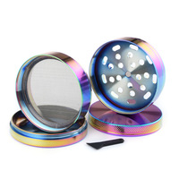 40mm 50mm 56mm 63mm Métal Zinc Broyeur d'herbes Couleur arc-en-ciel Broyeur d'herbes tabac Moulin coloré 4 pièces Accessoires pour fumeurs