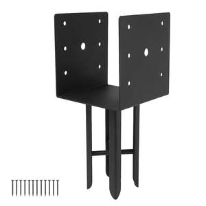 Poteau d'ancrage pour clôture en béton humide pour extérieur Kit gazebo pour pergola de <span class=keywords><strong>jardin</strong></span> Support pour poteau de clôture en forme de U Support pour pergola en métal noir - Product Image 1