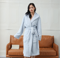 Peignoir de luxe en flanelle épaisse, doux et thermique, en polaire corail, long, avec capuche oreilles de lapin mignonnes, pour femme, automne-hiver