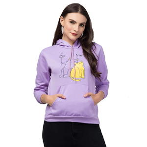 Sweat-shirt à capuche décontracté pour femme, fabriqué au Bangladesh, automne/hiver, avec poches imprimées, tissu écologique et respirant - Product Image 1