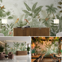 Murale murale 3D, jungle tropicale, écologique, rétro américain, botanique, personnalisée, sans couture, autocollante, imperméable, archivistique, HD, UV