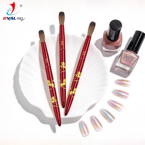 Pincel de Uñas Acrílicas 100% Pelo Kolinsky Puro con Mango Metálico Rojo, Pincel Profesional para Aplicación de Polvo Acrílico - Product Image 6