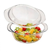 Bol à crème aux œufs vapeur en verre borosilicate transparent résistant aux hautes températures, compatible micro-ondes, avec couvercle et doubles poignées