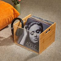Plattenalbum holz aufbewahrungsbox bambus holz acryl vinyl platten aufbewahrungsbox mit griff