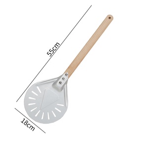 YINHAO Pala para <span class=keywords><strong>Pizza</strong></span> Perforada <span class=keywords><strong>de</strong></span> <span class=keywords><strong>7</strong></span> Pulgadas con Mango <span class=keywords><strong>de</strong></span> Madera Desmontable <span class=keywords><strong>de</strong></span> 40 cm, Pala <span class=keywords><strong>de</strong></span> Aluminio para Hornear, Girar y Servir en el Horno - Product Image 2