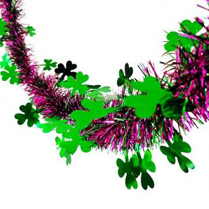 أشرطة زينة عيد الميلاد الجديدة بالجملة بتصميم البرسيم الأيرلندي، أشرطة ملونة للتعليق في المنزل، أشرطة عشب الحظ - Product Image 1